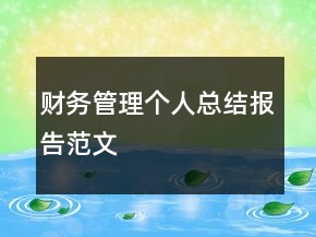 財務(wù)管理個人總結(jié)報告范文