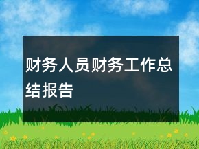 財(cái)務(wù)人員財(cái)務(wù)工作總結(jié)報(bào)告