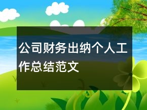公司財務(wù)出納個人工作總結(jié)范文