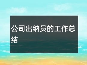 公司出納員的工作總結
