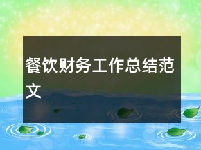 餐飲財(cái)務(wù)工作總結(jié)范文