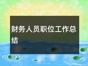財務(wù)人員職位工作總結(jié)
