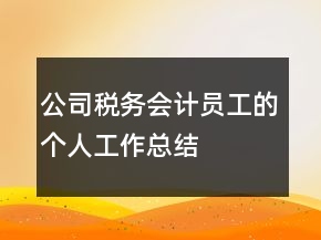 公司稅務(wù)會(huì)計(jì)員工的個(gè)人工作總結(jié)