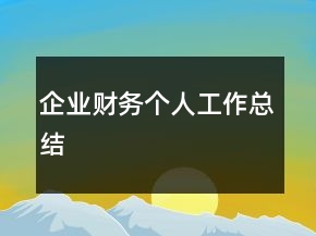 企業(yè)財務個人工作總結(jié)