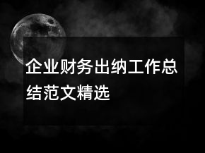企業(yè)財務(wù)出納工作總結(jié)范文精選