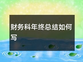 財務科年終總結如何寫