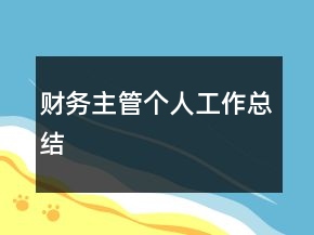 財務(wù)主管個人工作總結(jié)