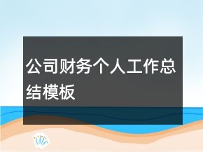 公司財務個人工作總結模板