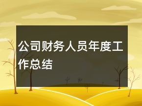 公司財務(wù)人員年度工作總結(jié)