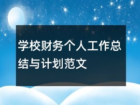 學(xué)校財務(wù)個人工作總結(jié)與計劃范文