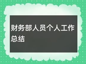財(cái)務(wù)部人員個(gè)人工作總結(jié)