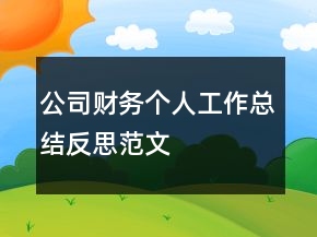 公司財務個人工作總結反思范文