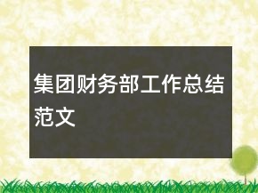 集團(tuán)財(cái)務(wù)部工作總結(jié)范文