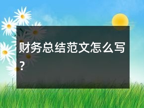 財(cái)務(wù)總結(jié)范文怎么寫？