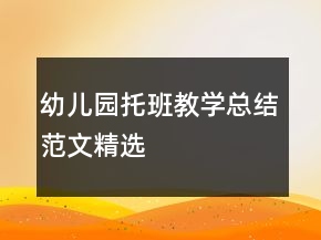 幼兒園托班教學(xué)總結(jié)范文精選