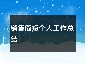 銷售簡(jiǎn)短個(gè)人工作總結(jié)