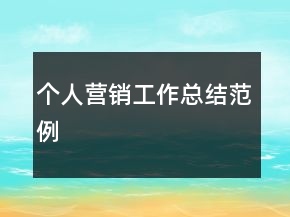 個人營銷工作總結(jié)范例