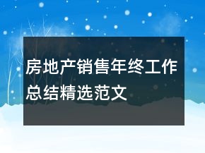 房地產(chǎn)銷售年終工作總結(jié)精選范文