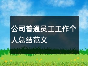 公司普通員工工作個人總結(jié)范文