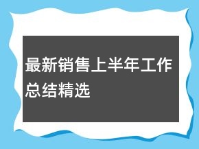 最新銷售上半年工作總結(jié)精選
