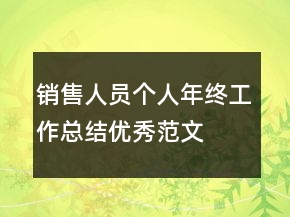 銷售人員個人年終工作總結(jié)優(yōu)秀范文