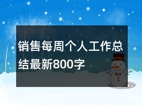 銷售每周個(gè)人工作總結(jié)最新800字
