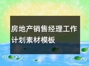 房地產(chǎn)銷售經(jīng)理工作計(jì)劃素材模板