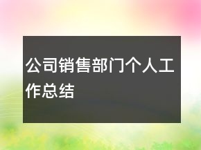 公司銷售部門個(gè)人工作總結(jié)