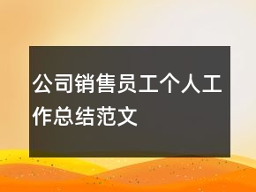 公司銷(xiāo)售員工個(gè)人工作總結(jié)范文