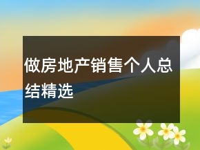 做房地產(chǎn)銷售個(gè)人總結(jié)精選