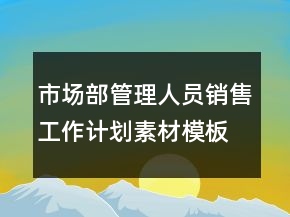 市場部管理人員銷售工作計劃素材模板