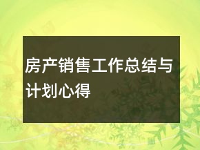 房產銷售工作總結與計劃心得