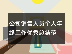 公司銷售人員個人年終工作優(yōu)秀總結(jié)范文
