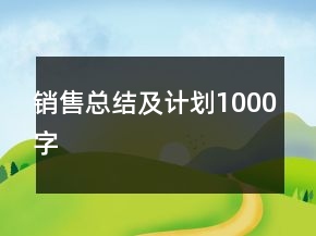 銷售總結(jié)及計(jì)劃1000字