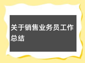 關(guān)于銷售業(yè)務(wù)員工作總結(jié)