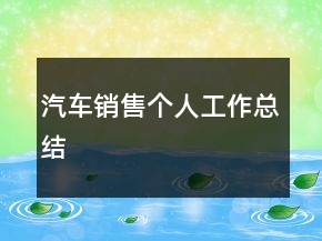 汽車銷售個(gè)人工作總結(jié)