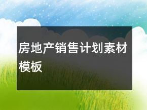 房地產(chǎn)銷售計劃素材模板