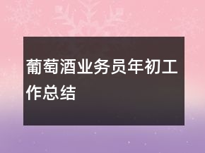 葡萄酒業(yè)務(wù)員年初工作總結(jié)