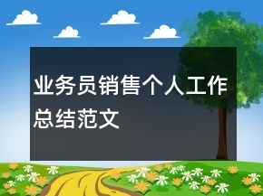 業(yè)務(wù)員銷(xiāo)售個(gè)人工作總結(jié)范文