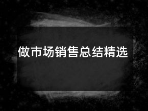 做市場銷售總結(jié)精選
