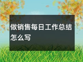做銷售每日工作總結(jié)怎么寫