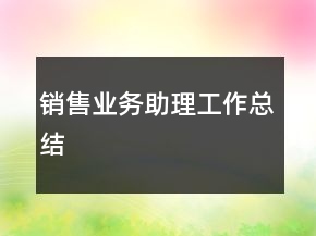 銷售業(yè)務助理工作總結