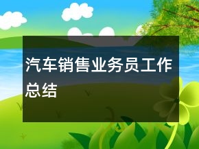 汽車銷售業(yè)務(wù)員工作總結(jié)