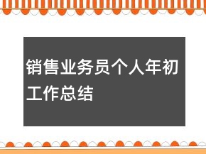 銷售業(yè)務員個人年初工作總結