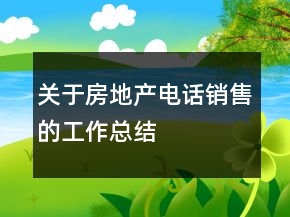 關于房地產電話銷售的工作總結