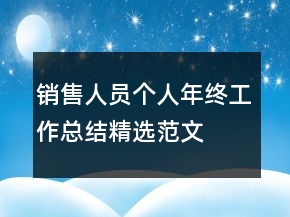 銷(xiāo)售人員個(gè)人年終工作總結(jié)精選范文