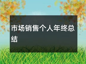 市場銷售個人年終總結