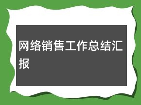 網(wǎng)絡(luò)銷售工作總結(jié)匯報