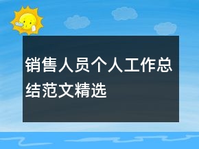 銷售人員個人工作總結(jié)范文精選