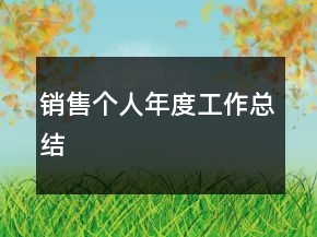 銷售個人年度工作總結(jié)